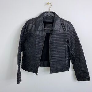 Vintage G Collection Black Leather Jacket Womens Small Removable Liner